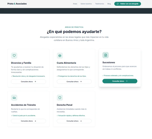 Prieto & Asociados · captura de interfaz