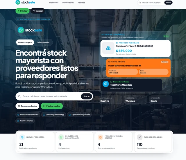 Stockeate · captura de interfaz