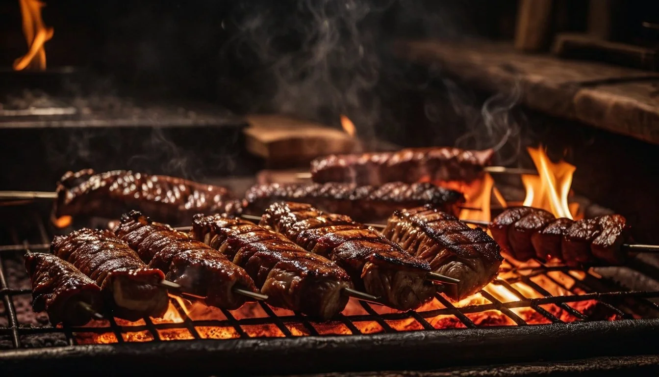 Parrilla de un local gastronómico durante el servicio